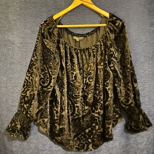 Elegant Black Velvet Paisley Blouse